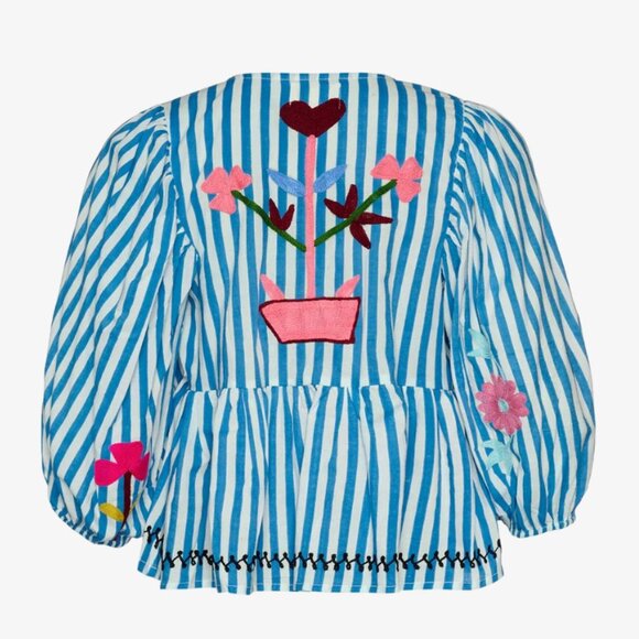 NWT Sissel Edelbo Vilja Top Blue Stripes Top Blouse - Picture 4 of 9